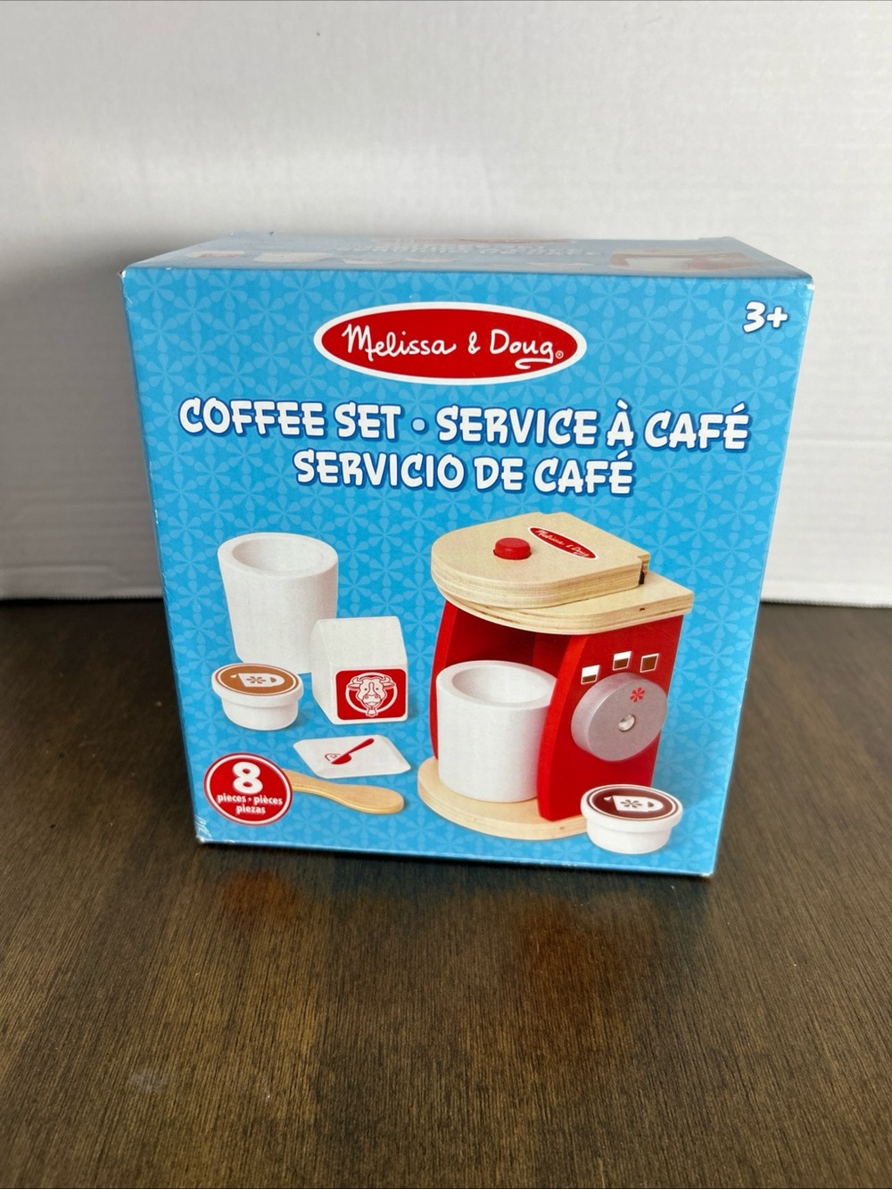 Melissa & Doug Red and Natural Wooden Coffee Set Toy